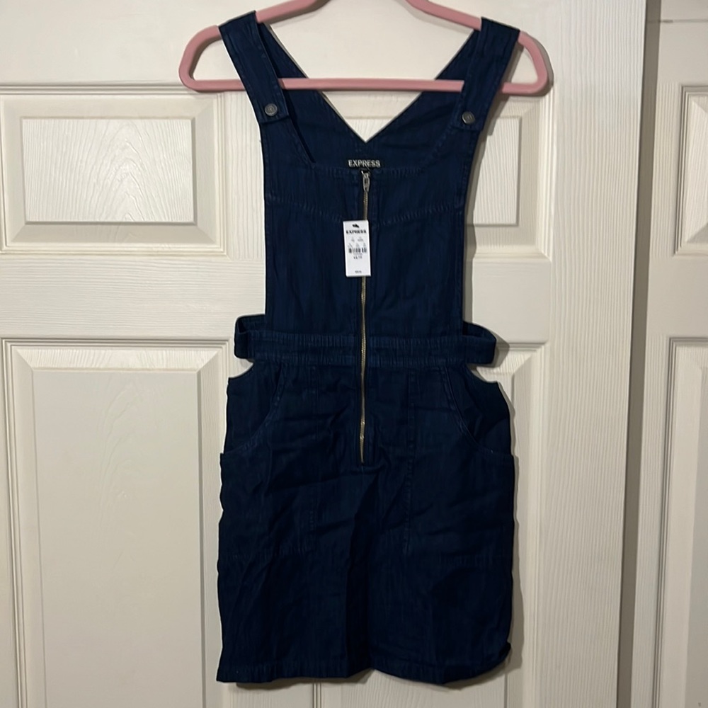 Express Dark Denim Overall Dress.  Size-XS.  New with Tags.